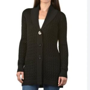Hudson Alpaca Black Cable Knit Shawl Cardigan Size S
